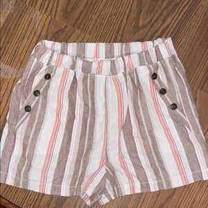 Ci Sono High Waist Striped Shorts - Brown and Pink